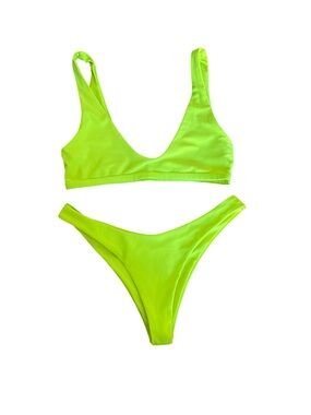 Neon Lime Bikini Set - Vibrant Two-Piece Swimwear